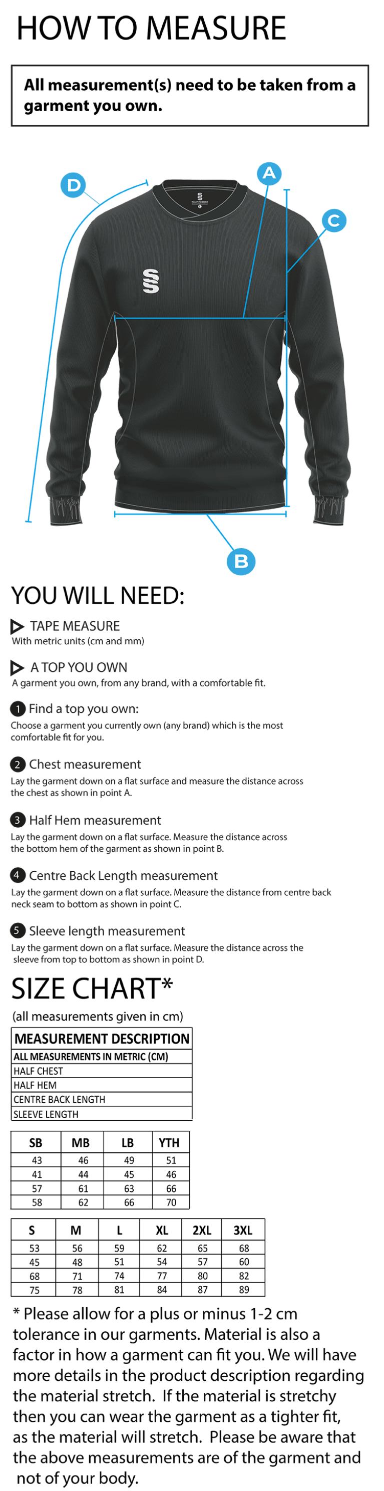 Run Out Top - Unisex Fit - Size Guide