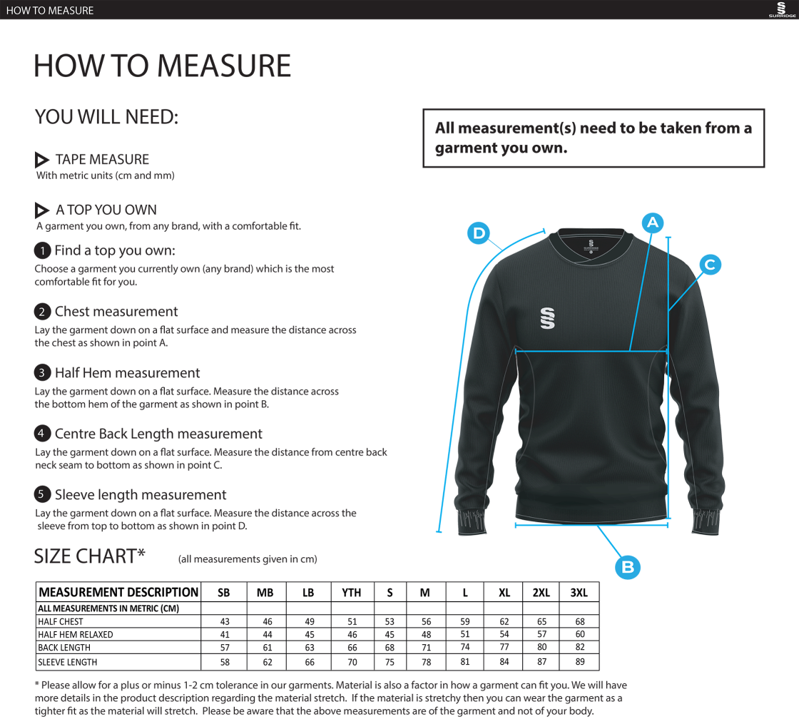 Run Out Top - Unisex Fit - Size Guide